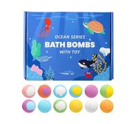 Juego de Bolas de Baño,12 Unidades Limpiador de Cuerpo con Juguete en el Interior - Bola de Baño con Burbujas Tema Marino - para Mujer Relajación Autocuidado Spa Hogar Viaje Hotel