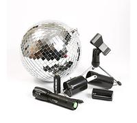 Juego de bolas de discoteca - Kit de fiesta móvil - bola de espejo de 20 cm, motor de batería, pinspot, trípode, luz de fiesta