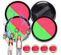 Juego de Bolas de Lanzamiento y Captura, Lanzamiento Pelota Juegos com 4 Palas y 4 Bolas para Adultos y Niños, Captura Bolas Raqueta Set para Patio, Jardín, Interior & Exterior