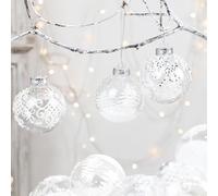 Juego de bolas de Navidad con 9 adornos transparentes, perfecto para decoración de árbol y hacer coronas, mejora tu ambiente festivo (blanco)
