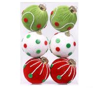 Juego de bolas de Navidad de espuma, 6 adornos envueltos en tela con trabillas para colgar, diseñados para uso festivo a largo plazo en hogares, lugares de eventos, oficinas y hoteles (verde)