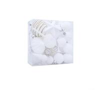 Juego de bolas de Navidad pintadas, 24 piezas de decoración de árbol de Navidad, esferas colgantes, adornos de Navidad inastillables para decoración del hogar y vacaciones (blanco)