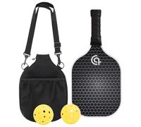 Juego de bolas de pepinillo de fibra de carbono, juego de raquetas de pepinillo | Paleta de Pickle Ball con bolsa Raqueta ligera de Pickle Ball - Juego de bolas de pepinillo