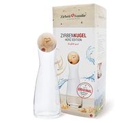 Juego de bolas de pino original "Herz Edition" • Jarra de cristal Spiegelau de 1 litro con bola de pino perfumada natural con grabado "corazón" • ZirbenFamilie - conocida por el comercio especializado y la industria hotelera