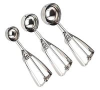 Juego de bolas helado 3 uds., bola hoja afilada, diseño engranaje grueso, cuchara lavable for frutas, albóndigas, horneado y fiesta(4cm)