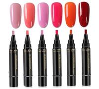 Juego de bolígrafos, 6pcs 6 colores 3 en 1 8 ml de esmalte de esmalte de uñas, bolígrafos de barniz de secado rápido, empape el arte de bricolaje de un paso para las mujeres.