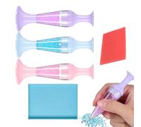 Juego de bolígrafos artísticos de diamantes, 3 piezas recargables, dispensador automático de cuentas de diamantes, con bandeja de gemas y arcilla adhesiva