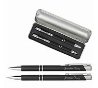 Juego de Bolígrafos Bolígrafo Y Lápiz Mecánico con Grabado Regalo Bestandene Verificación Regalo Personalizado Blauschreibend - Negro, 16x5,5x2 cm