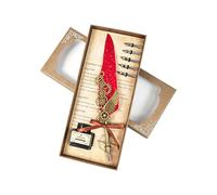 Juego de bolígrafos con plumas grabadas antiguas con botella de tinta y 5 puntas intercambiables para escritura artística a mano de plumón antiguo
