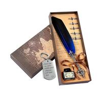 Juego de bolígrafos de caligrafía con plumas: ventaja de tinta de secado rápido, secado rápido con puntas de repuesto para llavero | Elegante kit de papelería con tinta de pluma para escribir en un di