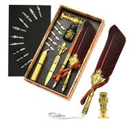 Juego de bolígrafos de caligrafía - Kit de tinta pluma, bolígrafo de buceo, sello de sellado, herramienta de sobre, accesorios de escritura | Estuche de regalo vintage para firmas, journalisa