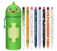 Juego de Bolígrafos de Gel Borrables Estuche Escolar Kawaii 2 en 1 de Silicona Blanda, tinta de borrado termosensible, bolsa para bolígrafos, marcador de lápices de colores, 0,7 mm Dinosaur