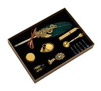 Juego de bolígrafos de inmersión vintage para caligrafía gótica, para niños y adultos, sacs de cera incluidos, juego de bolígrafos de inmersión de plumas de vidrio con dibujo oblicuo, dibujos animados