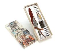 Juego de bolígrafos de plumas, traje de escritura con personalidad de Metal Retro para pareja, regalo para profesores mayores (Marrón)