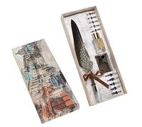 Juego de bolígrafos de plumas, traje de escritura con personalidad de Metal Retro para pareja, regalo para profesores mayores (Gris)