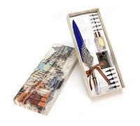 Juego de bolígrafos de plumas, traje de escritura con personalidad de Metal Retro para pareja, regalo para profesores mayores (Azul)