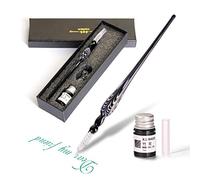 Juego de bolígrafos de vidrio: bolígrafo de caligrafía de escritura, juego de bolígrafos de inmersión de vidrio Adecuado para escribir tarjetas de felicitación, firmas, decoración y regalos