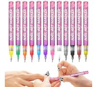 Juego De Bolígrafos Para Decoración De Uñas De 12 Colores - 12 Bolígrafos Con Punta De 0,5 Mm Rotuladores De Esmalte De Uñass 3D De Secado Rápido | Decoración Y Diseño De Uñas Creativos De Bricolaje.