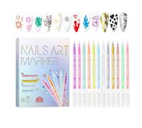 Juego de bolígrafos para decoración de uñas: marcadores de punta fina, bolígrafos para dibujar puntos, herramientas de diseño de líneas | Tinta de secado rápido de 0,5 mm, surtido de doce colores, pre