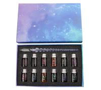 Juego de bolígrafos para remojar de vidrio - Diseño de estrella degradado con cuerpo de y 12 tintas vibrantes, escritura y líneas artísticas, herramienta de caligrafía hecha a mano |