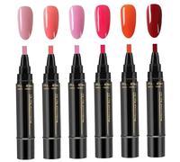 Juego de bolígrafos para uñas, 6 bolígrafos de esmalte de uñas 3 en 1 de 6 colores de 8 ml, de barniz de secado rápido, arte de bricolaje en un solo paso para mujeres y niñas, decoración d