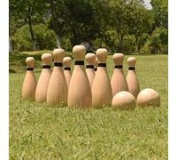 Juego de bolos gigantes de madera dura con 10 pines 22,6 cm 2 bolas 8,6 cm