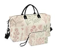 Juego de bolsa de equipaje de dos piezas, acolchado ultrasónico, desmontable, para gimnasio de moda, Toile botánico, Una talla, Clásico