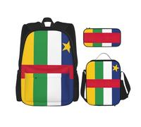 Juego de bolsa de hombro doble con bandera de África Central con bolsa de almuerzo y estuche para lápices, apto para compras, deportes al aire libre