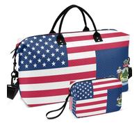 Juego de bolsa de viaje acolchada con múltiples bolsillos, ligera, para organizador de artículos de tocador, bandera de los Estados Unidos