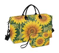 Juego de bolsa de viaje grande y mini bolsa acolchada con bolsillo de malla espaciosa para entrenamiento, Bosquejo de girasol, Una talla, Clásico