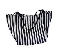 Juego de bolsas a rayas bolsa de lona grande para mujeres verano playa tela clásica suave bolso grande grande mujer bolsa de mano superior casual bolsa de maletero conjunto, Negro , talla única