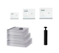 Juego de bolsas de almacenamiento al vacío con bomba de mano para ropa de viaje, protección contra el polvo y maximización del espacio del equipaje (12 piezas+bomba manual)