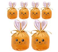 Juego de bolsas de conejito, 6 piezas lindas y divertidas bolsas de almacenamiento con cordón, suministros para fiesta de Pascua de 4,7 x 3,9 pulgadas para vacaciones de primavera, hogar, oficina, fam