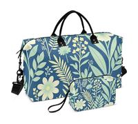 Juego de bolsas de fin de semana, bolsa grande y mini bolsillos acolchados con cremallera, para entrenamiento de moda, Floral Ocean, Una talla, Clásico