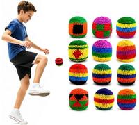 Juego de bolsas de fútbol de punto 1/6/12 unidades, bolas de crochet coloridas, bolsas de juggling tejidas a mano suaves para niños y adultos, juegos de fiesta en interiores al aire libre