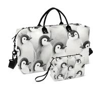 Juego de bolsas de lona de dos piezas combinadas con funda acolchada para carrito versátil para viajes de vacaciones, Penguin Huddle, Una talla, Clásico