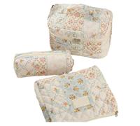 Juego de Bolsas de Maquillaje Acolchadas 1 unid/Set Bolsa de Maquillaje Acolchada con Flores a Juego, Aseo Viaje Gran Capacidad, portátil