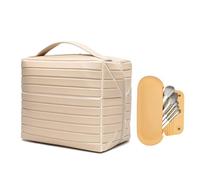 Juego de bolsas de maquillaje de viaje abiertas de 180°, impermeables, abiertas, bolsas de aseo planas para mujer, rompecabezas plegable de gran capacidad, organizador de cosméticos con compartimento
