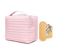 Juego de bolsas de maquillaje de viaje abiertas de 180°, impermeables, abiertas, bolsas de aseo planas para mujer, rompecabezas plegable de gran capacidad, organizador de cosméticos con compartimento
