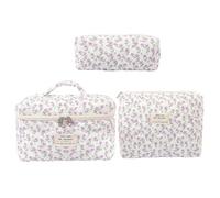 Juego de bolsas de maquillaje floral de 3 piezas, sizal s/m/l algodón acolchado suave y portátil con cremallera y manija, cosmética para la bolsa del organizador de almacenamiento de viajes, estilo 1