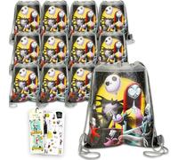 Juego de bolsas de regalo de fiesta de Pesadilla antes de Navidad, paquete con 12 bolsas con cordón Jack Skellington para niños y calcomanías, más | Suministros de fiesta de cumpleaños de Pesadilla