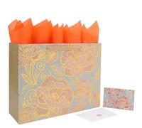 Juego de bolsas de regalo extra grandes de oro rosa de 16.5 pulgadas con asas, tarjeta de felicitación, papeles de seda y calcomanías para mujeres y niñas, para cumpleaños, boda, aniversario y día de