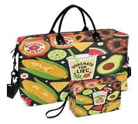 Juego de bolsas de viaje acolchadas con divisores de malla impresa portátil para organizador de artículos de tocador, Black Antojitos Mexican Food Latino Tacos Pan, one size, Retro