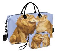 Juego de bolsas de viaje acolchadas con estampado completo con bolsa pequeña, fácil almacenamiento para todas las estaciones, rey león, corona, reina