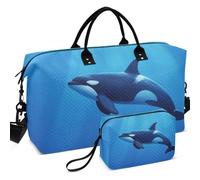 Juego de bolsas de viaje acolchadas con estampado de gran capacidad para deportes y gimnasio, Orca Sea Panda Under the Sea Killer Whale, one size, Retro