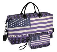 Juego de bolsas de viaje acolchadas con múltiples bolsillos, portátiles para viajes, Purple Ribbon Alzheimer's Awareness Disease Usa, one size, Retro