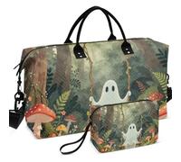 Juego de bolsas de viaje acolchadas con ondas ultrasónicas acolchadas con bolsa pequeña, fácil almacenamiento para deportes y gimnasio, Bonito columpio espeluznante de Halloween en bosques de hongos