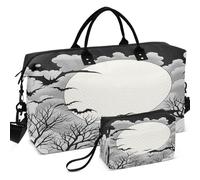 Juego de bolsas de viaje acolchadas con ondas ultrasónicas acolchadas con bolsa pequeña ligera para deportes y gimnasio, Spooky Bats Seasonal Halloween Dark Goth, one size, Retro