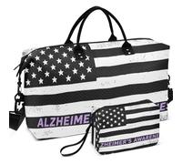 Juego de bolsas de viaje acolchadas con ondas ultrasónicas acolchadas con bolsa pequeña ligera para deportes y gimnasio, Purple Ribbon Alzheimer's Awareness Disease Usa, one size, Retro