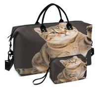 Juego de bolsas de viaje acolchadas con ondas ultrasónicas acolchadas | Forma convertible ligera para viajes, adorable gato atigrado agitando patas